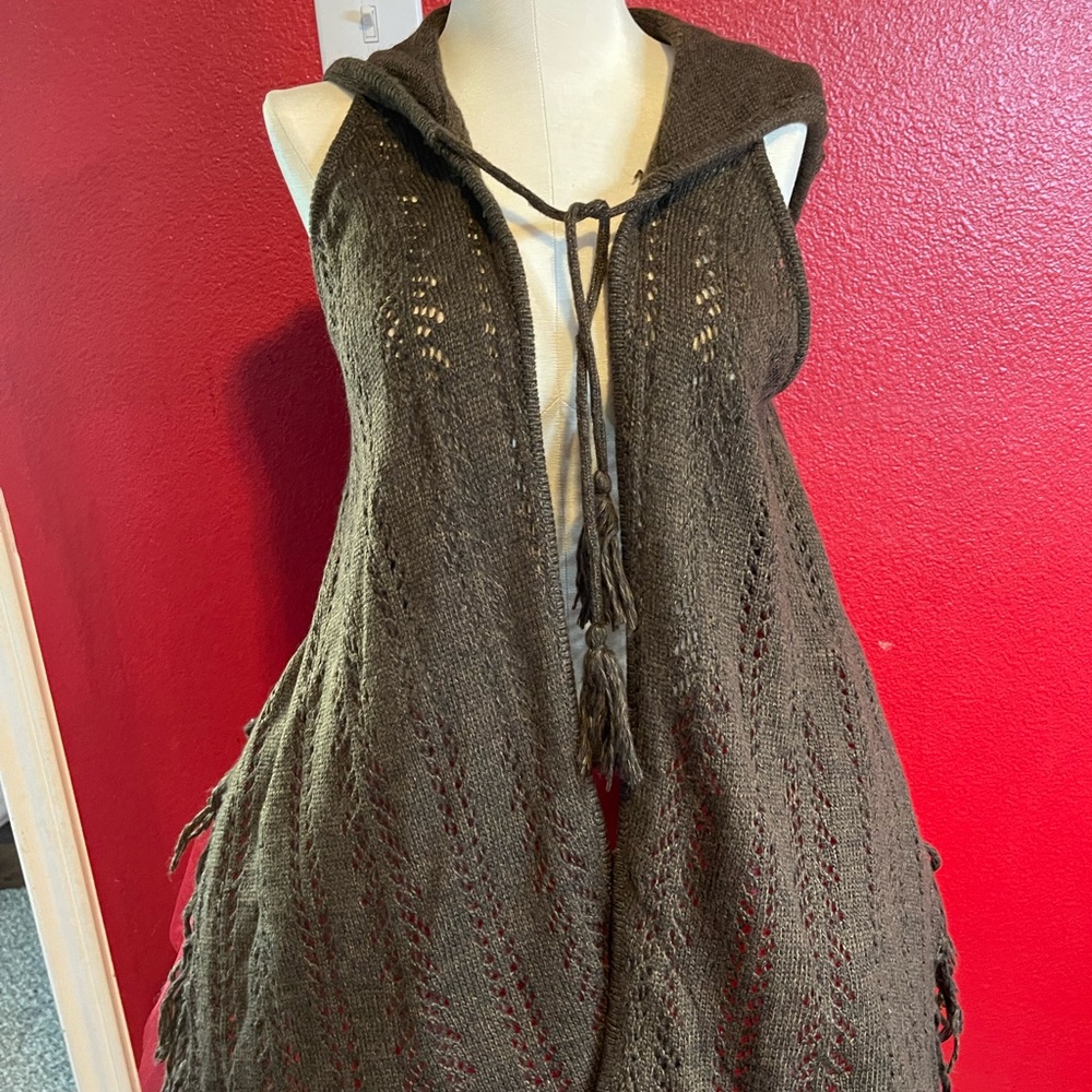 Chocolate brown sleeveless cardigan
